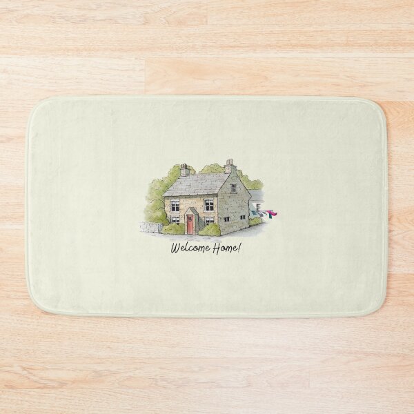 Item preview, Welcome Home, with Quaint Stone Cottage Watercolour designed and sold by JoyfulWhimsy.
