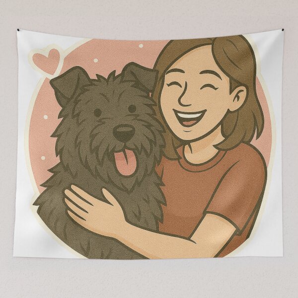 Item preview, Grace & Strength: Woman & Bouvier des Flandres Cartoon designed and sold by GoodyPaws.