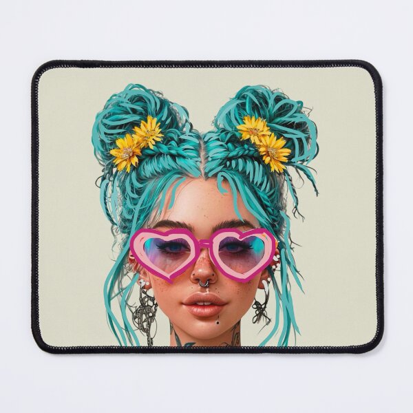 Item preview, Harajuku Blue Hair Girl Art – I Can Buy Myself Flowers Quote – Kawaii Empowerment Tattoo Girl designed and sold by MsMetalROk.