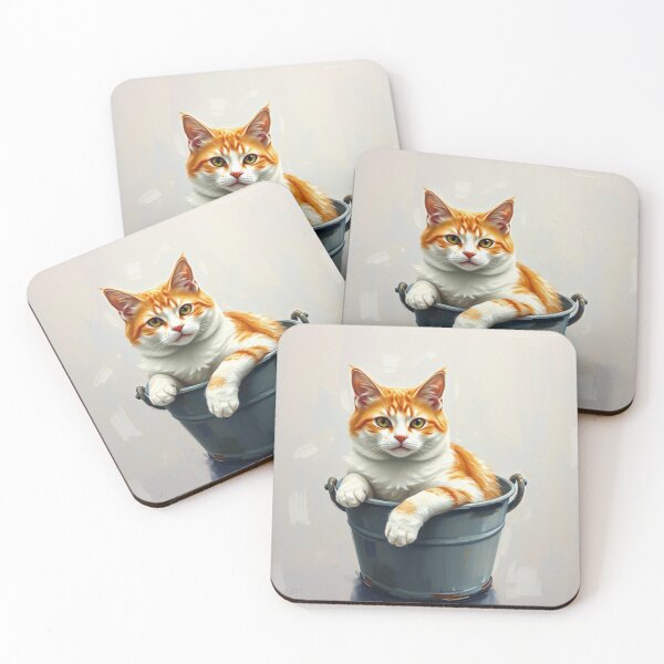 Item preview, Cute Ginger Kitten Sitting in a Water Bucket Cat Nursery Art designed and sold by crafteddreamsshop.