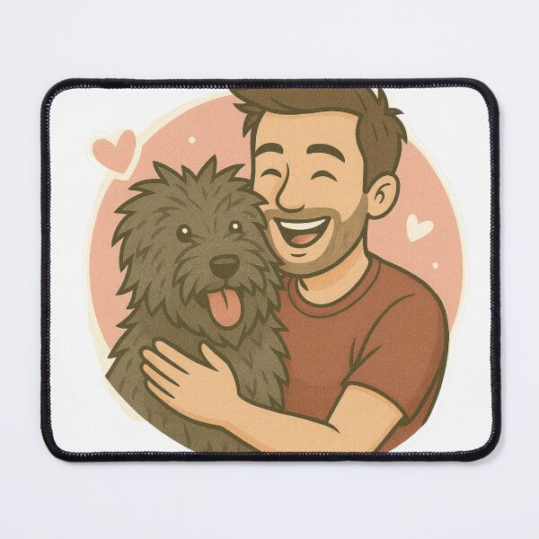 Item preview, Bold & Brave: Man & Bouvier des Ardennes Cartoon designed and sold by GoodyPaws.