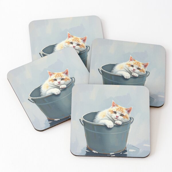Item preview, Cute Ginger Kitten Sitting in a Water Bucket Cat Nursery Art designed and sold by crafteddreamsshop.