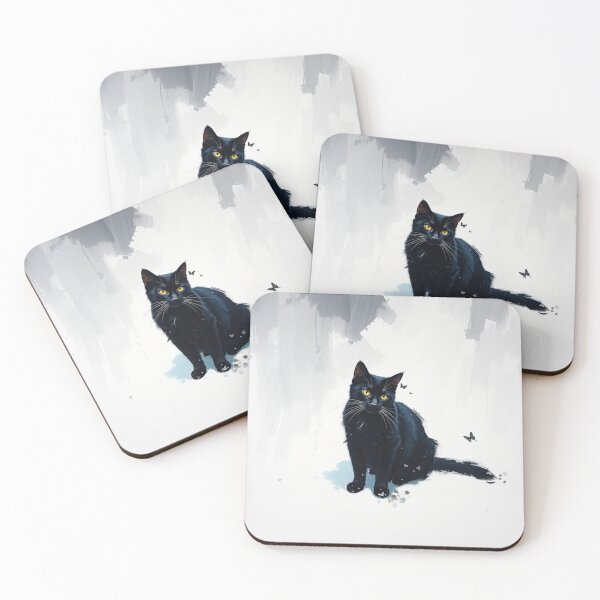 Item preview, Cute Black Kitten with Butterflies Impressionist Painting Cat Nursery Art designed and sold by crafteddreamsshop.