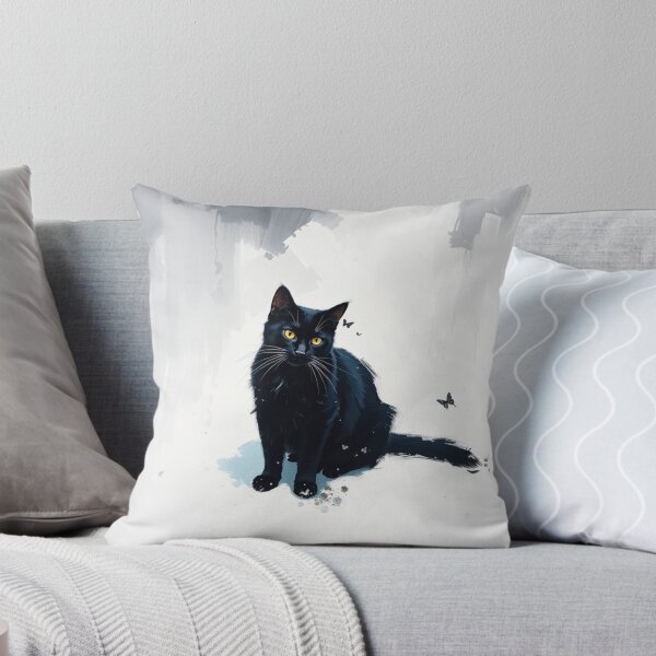 Item preview, Cute Black Kitten with Butterflies Impressionist Painting Cat Nursery Art designed and sold by crafteddreamsshop.