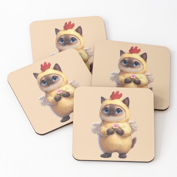 Item preview, Siamese Cat in Adorable Yellow Chicken Mascot Costume designed and sold by LOVE ART DESIGNS .