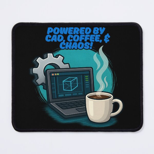 Item preview, Powered by CAD, Coffee & Chaos – Engineering Humor Tee designed and sold by ArtbyCrystal.