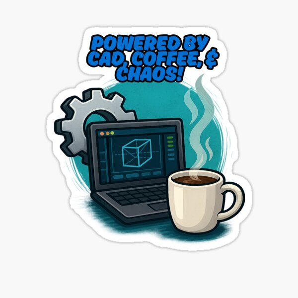 Item preview, Powered by CAD, Coffee & Chaos – Engineering Humor Tee designed and sold by ArtbyCrystal.