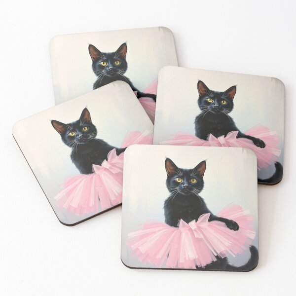 Item preview, Cute Black Kitten Wearing a Pink Tutu Impressionist Painting Cat Nursery Art designed and sold by crafteddreamsshop.