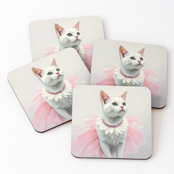 Item preview, Cute White Kitten Wearing a Pink Tutu Impressionist Painting Cat Nursery Art designed and sold by crafteddreamsshop.