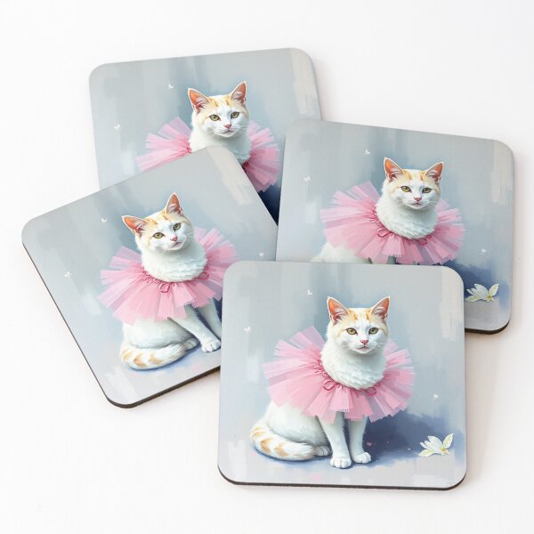 Item preview, Cute White Ginger Kitten Wearing a Pink Tutu Impressionist Painting Cat Nursery Art designed and sold by crafteddreamsshop.