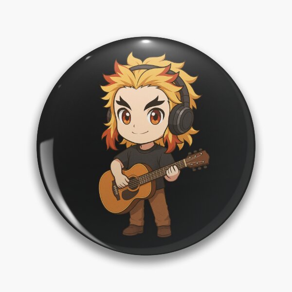 Item preview, Chibi Flame Guitarist Boy with Headphones – Fiery Anime Music Art designed and sold by ColorSplash123.