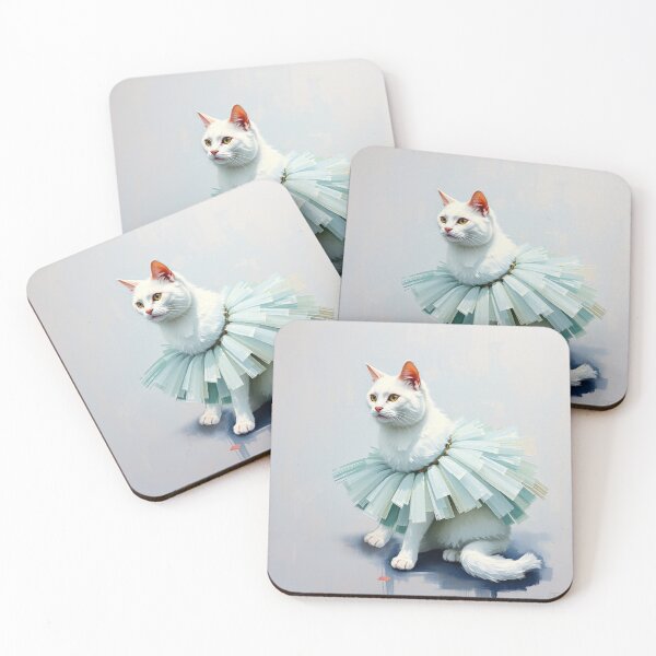 Item preview, Cute White Kitten Wearing a Blue Tutu Impressionist Painting Cat Nursery Art designed and sold by crafteddreamsshop.