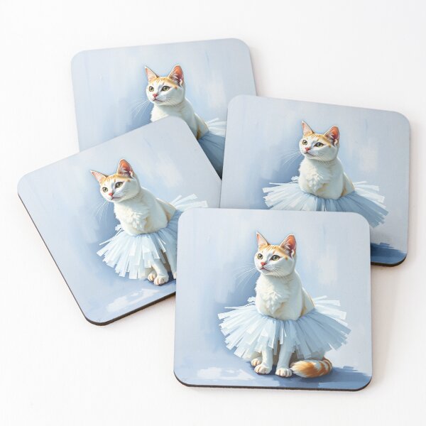 Item preview, Cute White Ginger Kitten Wearing a Blue Tutu Impressionist Painting Cat Nursery Art designed and sold by crafteddreamsshop.