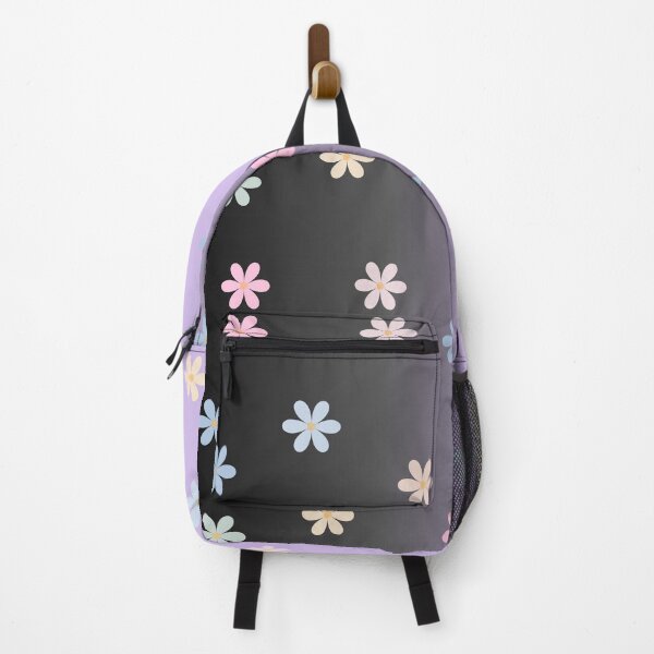 Item preview, Black and purple with flower all over print designed and sold by Midlife Mood Merch.