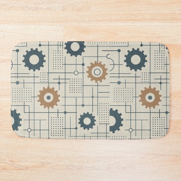 Item preview, Mechanical Harmony – Retro Gear Grid Pattern designed and sold by Zenvo.