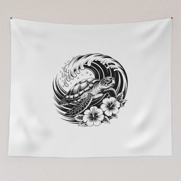 Item preview, turtle and hibiscus flowers designed and sold by jkrphoto.
