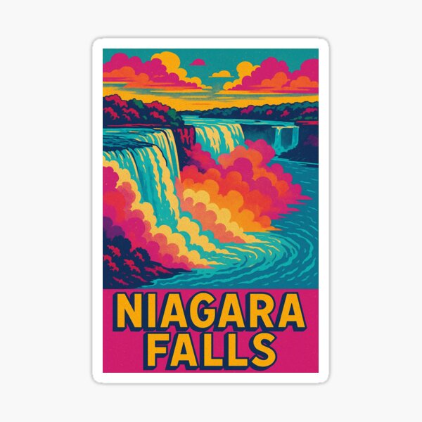 Item preview, Vintage Niagara Falls Travel Poster | Retro Pop Art Wall Art | Mid-Century Scenic Print | Colorful Nature Illustration | Niagara Waterfall Decor designed and sold by PaintedPixels01.