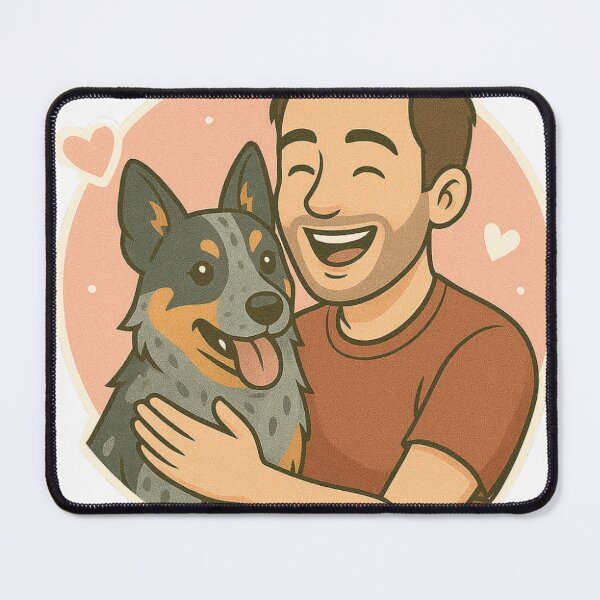 Item preview, Outback Partners: Man & Australian Cattle Dog Cartoon designed and sold by GoodyPaws.