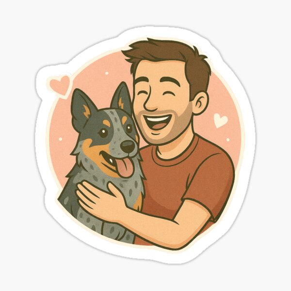 Item preview, Outback Partners: Man & Australian Cattle Dog Cartoon designed and sold by GoodyPaws.
