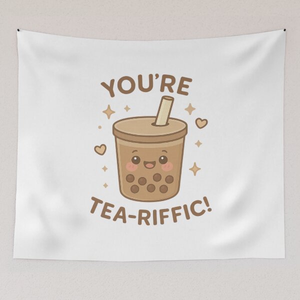 Item preview, You're Tea-riffic - Cute Bubble Tea Pun Design designed and sold by POPDOTSHOP.