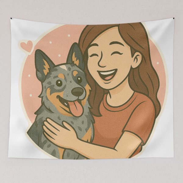 Item preview, True Grit: Woman & Australian Cattle Dog Cartoon designed and sold by GoodyPaws.