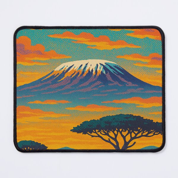 Item preview, Vibrant Digital Retro Pop Art Travel Poster of Mount Kilimanjaro | Bold Colorful African Mountain Landscape | Vintage Style Adventure Wall Art | Kilimanjaro Exploration Decor designed and sold by PaintedPixels01.