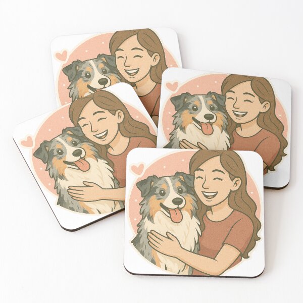 Item preview, Free Spirit: Woman & Australian Shepherd Cartoon designed and sold by GoodyPaws.