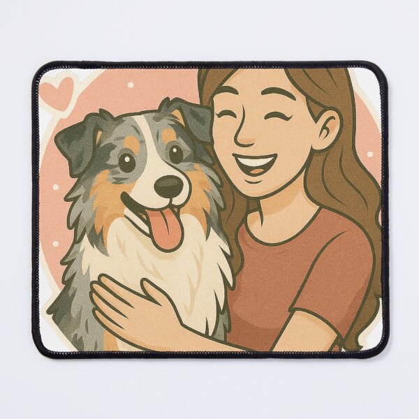 Item preview, Free Spirit: Woman & Australian Shepherd Cartoon designed and sold by GoodyPaws.