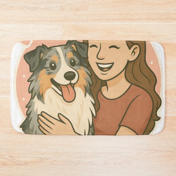 Item preview, Free Spirit: Woman & Australian Shepherd Cartoon designed and sold by GoodyPaws.