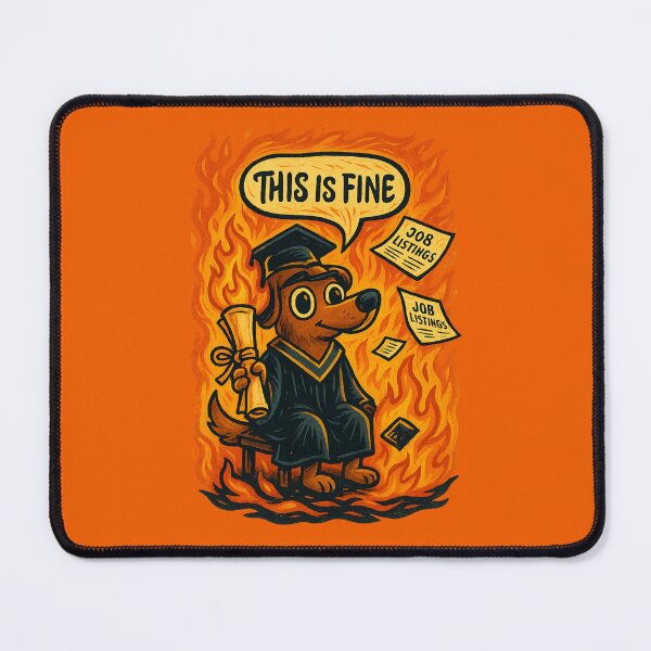 Item preview, This Is Fine Graduate — Dog in Cap and Gown, Job Listings Flying, Graduation Meme designed and sold by GirlyPopped.