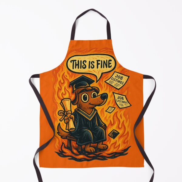 Item preview, This Is Fine Graduate — Dog in Cap and Gown, Job Listings Flying, Graduation Meme designed and sold by GirlyPopped.