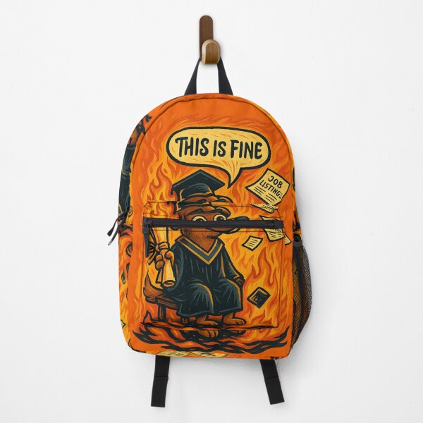 Item preview, This Is Fine Graduate — Dog in Cap and Gown, Job Listings Flying, Graduation Meme designed and sold by GirlyPopped.
