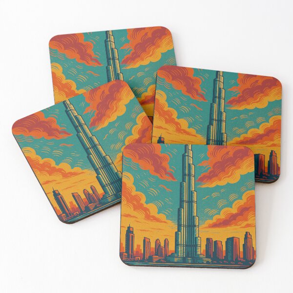 Item preview, Vibrant Digital Retro Pop Art Travel Poster of Burj Khalifa | Colorful Dubai Landmark Illustration | Modern Vintage Style Wall Art | Iconic Skyscraper Decor designed and sold by PaintedPixels01.