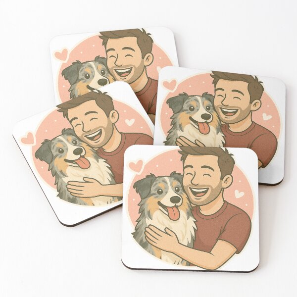 Item preview, Trail Buddies: Man & Australian Shepherd Cartoon designed and sold by GoodyPaws.