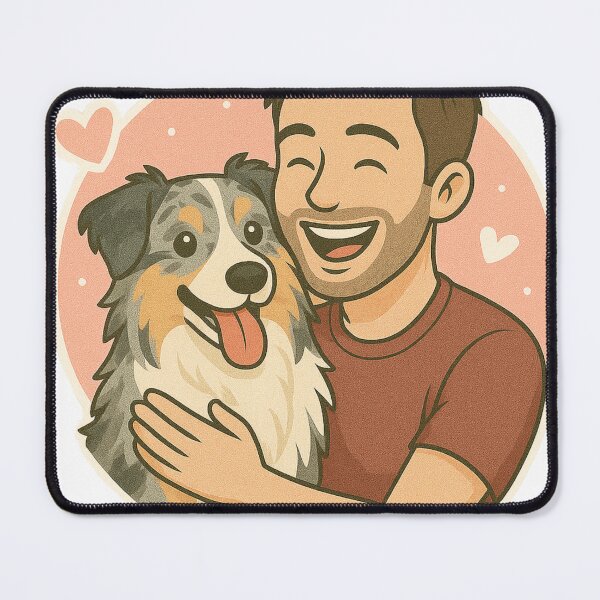 Item preview, Trail Buddies: Man & Australian Shepherd Cartoon designed and sold by GoodyPaws.
