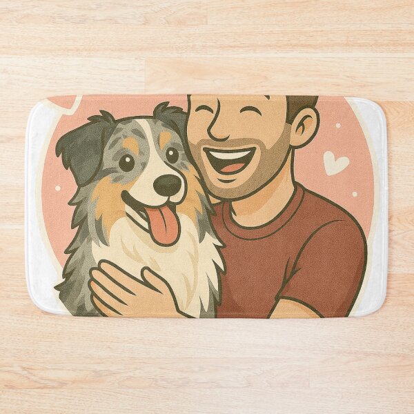 Item preview, Trail Buddies: Man & Australian Shepherd Cartoon designed and sold by GoodyPaws.