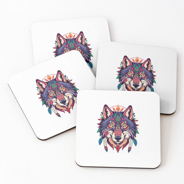 Item preview, Spiritual Wolf – Tribal Boho Art in Vibrant Tones designed and sold by Animalizados.