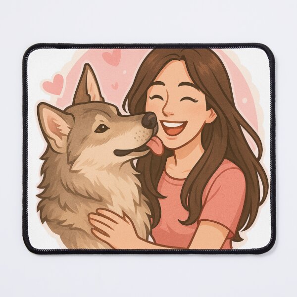Item preview, Wild Soul: Woman & Saarloos Wolfdog Cartoon designed and sold by GoodyPaws.