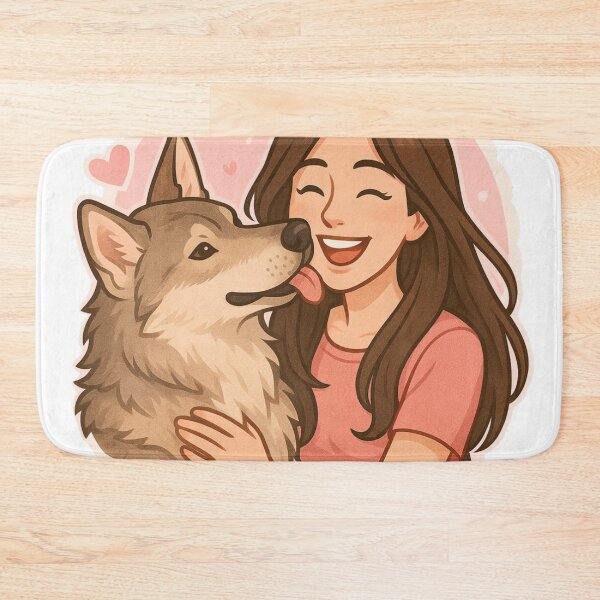 Item preview, Wild Soul: Woman & Saarloos Wolfdog Cartoon designed and sold by GoodyPaws.