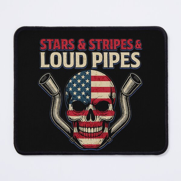 Item preview, Stars & Stripes & Loud Pipes American Flag Skull Racing designed and sold by CarantinedChaos.