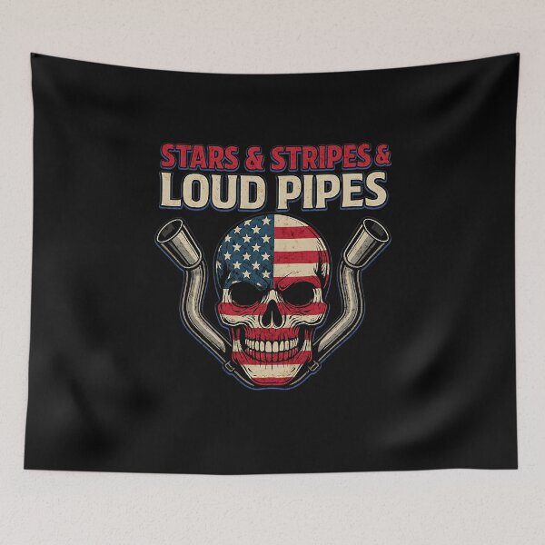 Item preview, Stars & Stripes & Loud Pipes  American Flag Skull Racing designed and sold by CarantinedChaos.