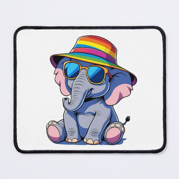 Item preview, Chill Elephant wearing Sunglasses and Rainbow Hat - Fun Animal Art designed and sold by SnazzySafari.