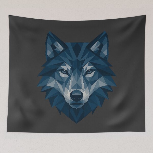 Item preview, Geometric Wolf Head - Modern Polygonal Animal Art - Navy Blue Low Poly Wildlife Design - Minimalist Nature Art designed and sold by CreativeVisionsHub.