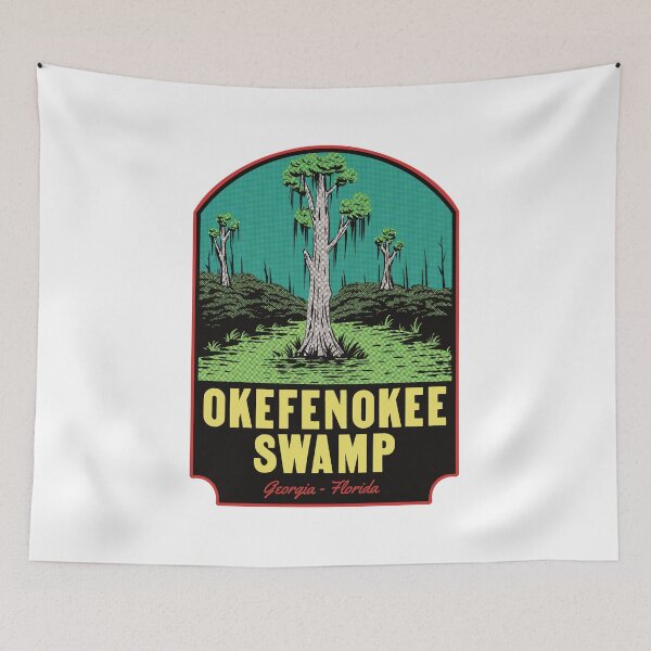 Item preview, Okefenokee Swamp Retro Landscape Art designed and sold by HalpinDesign.