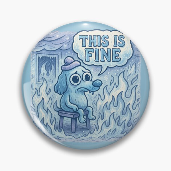 Item preview, This Is Fine - Icy Dog Surrounded by Cold Flames and Snow, Winter Edition designed and sold by GirlyPopped.
