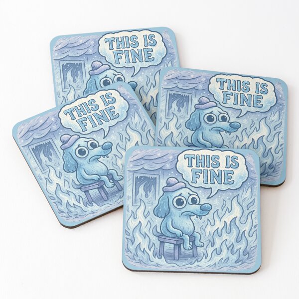 Item preview, This Is Fine - Icy Dog Surrounded by Cold Flames and Snow, Winter Edition designed and sold by GirlyPopped.