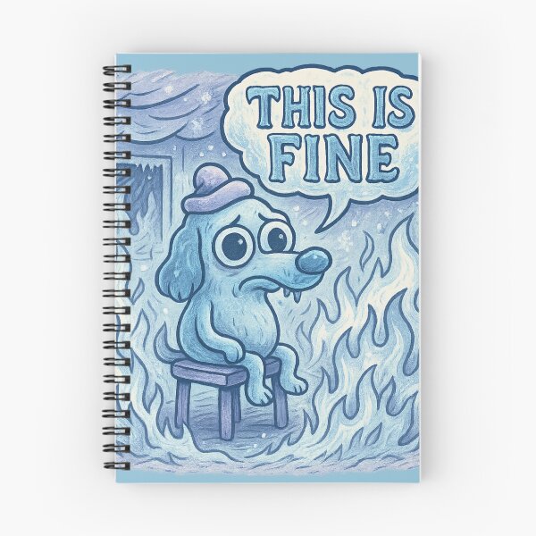 Item preview, This Is Fine - Icy Dog Surrounded by Cold Flames and Snow, Winter Edition designed and sold by GirlyPopped.