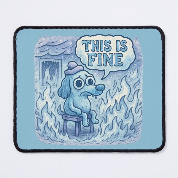 Item preview, This Is Fine - Icy Dog Surrounded by Cold Flames and Snow, Winter Edition designed and sold by GirlyPopped.