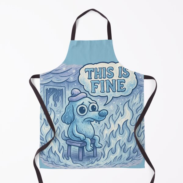 Item preview, This Is Fine - Icy Dog Surrounded by Cold Flames and Snow, Winter Edition designed and sold by GirlyPopped.