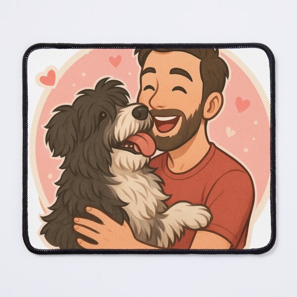 Item preview, Fluffy Friend: Man & Dutch Schapendoes Cartoon designed and sold by GoodyPaws.